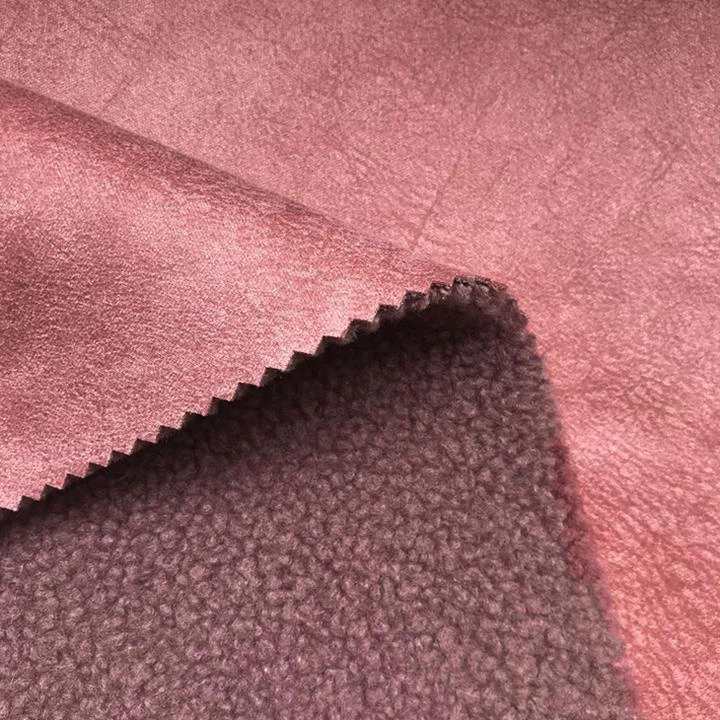 Pink Suede With Fur Fabric